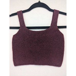 Everlane Crop Top Women's Size XXS The Cozy-Stretch Tank Wool/Yak Hair Maroon